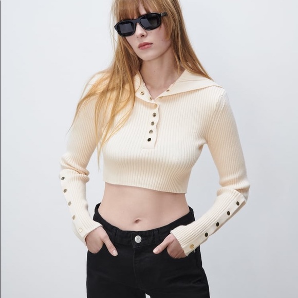 Zara Polo Collar Ribbed Sweater - Picture 8 of 16